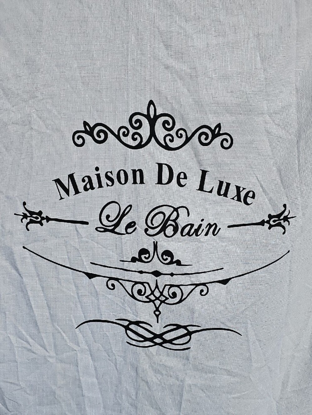 Maison De Luxe Le Bain White Shower Curtain with Black Print